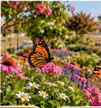 Concept image of landscaped floral gardens