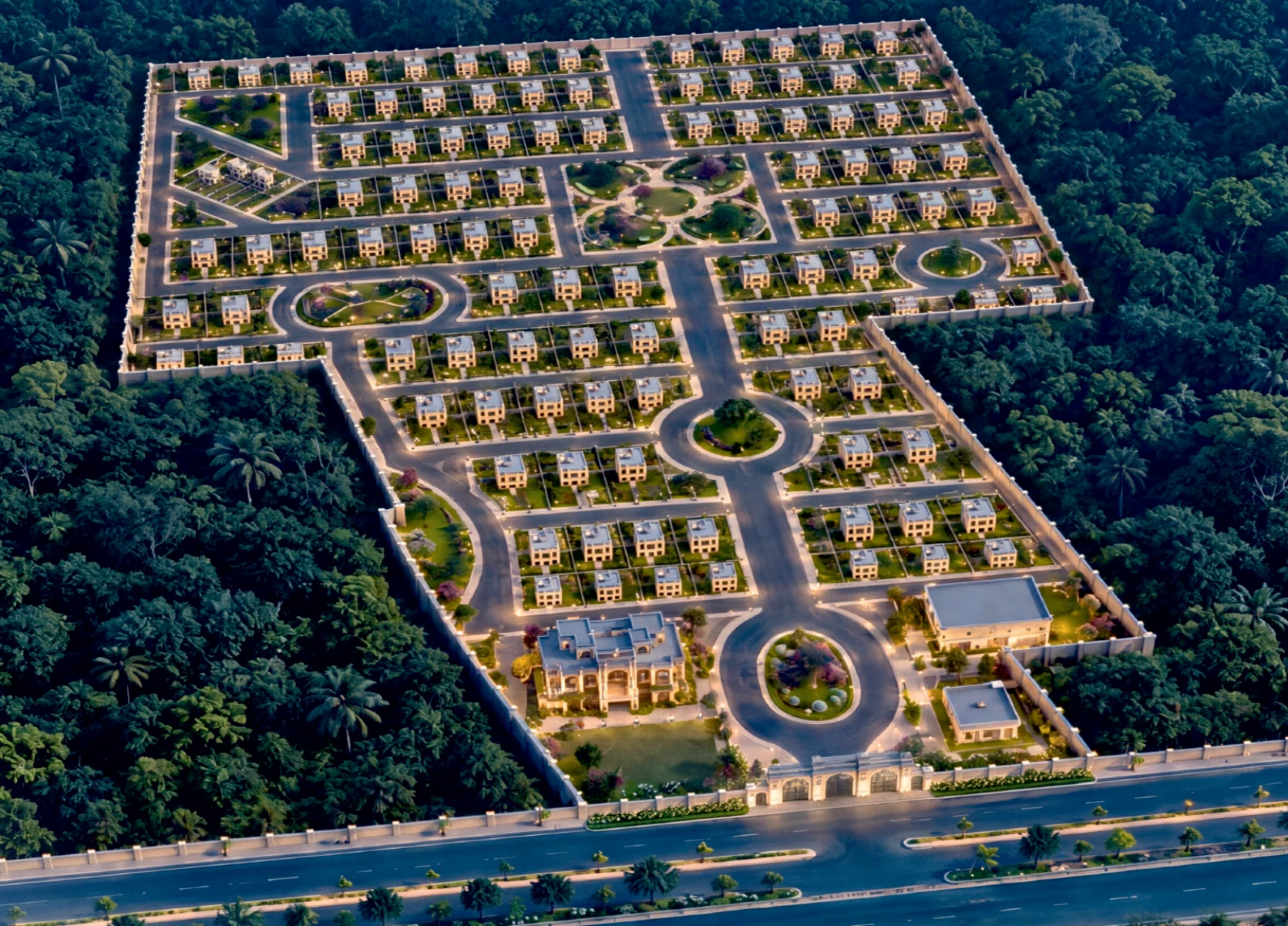 Conceptual aerial rendering of Laadli Shyamavan plotted township